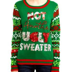Junior Women XL 15-17 Red Green Not Another Ugly Sweater Christmas Holiday Party